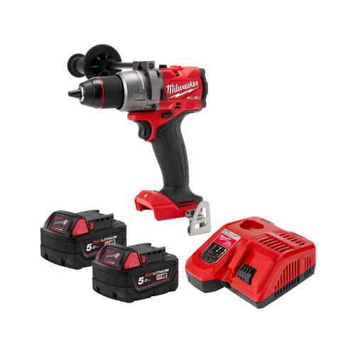 Milwaukee M18 FPD3-502X kit with two 5.0Ah batteries and rapid charger
